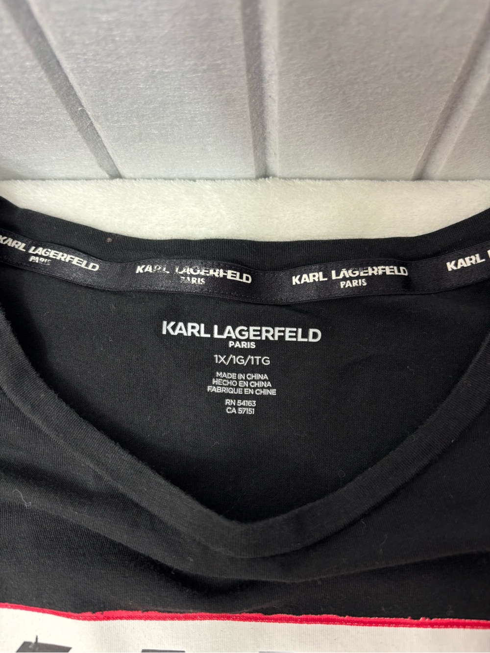 KARL Graphic Cotton Tee with Paris Illustration - Black, White & Red  Size 1X - Picture 6 of 12